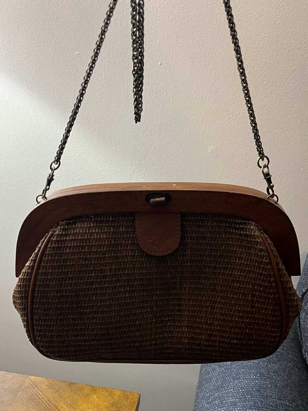 Patricia Nash Gracchi Woven Raffia Frame Satchel in Tobacco - Crossbody - Picture 2 of 9